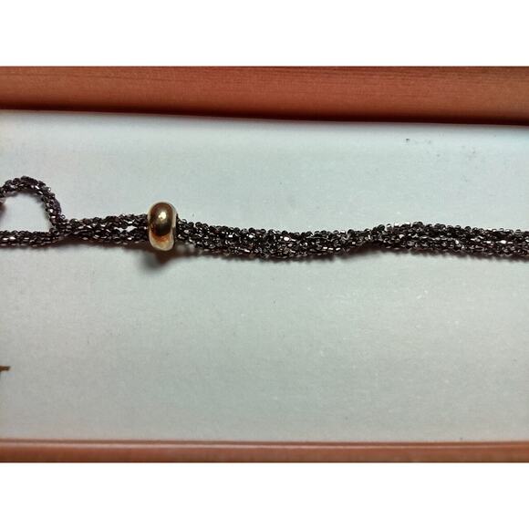 Isabella M Boston Sterling Silver Goldtone Sideways Curved Cross Bracelet in Box - Picture 5 of 9